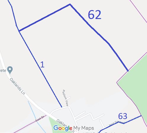 Map showing Colney Heath 62 bridleway