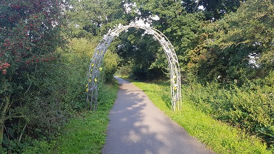 Looking W along path