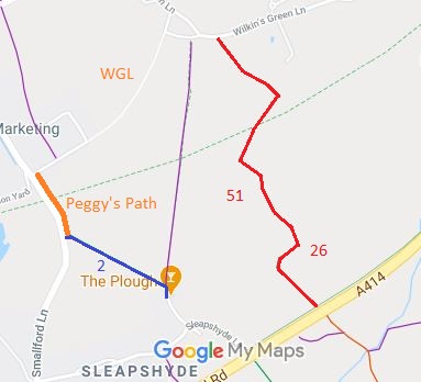 Map showing Peggy's Path