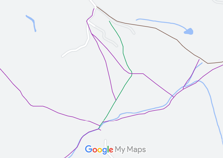 Map showing recorded Cottered paths