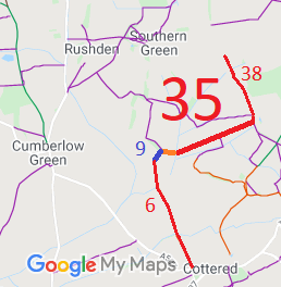 Map showing Cottered 35