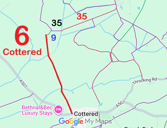 Map showing recorded Cottered paths