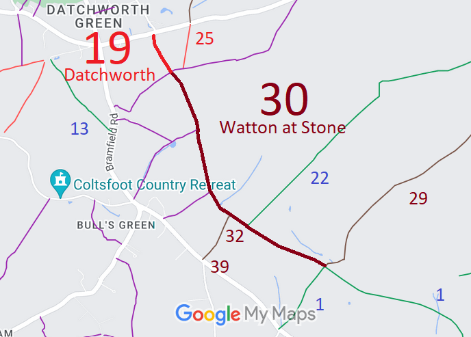 Map showing Datchworth 19