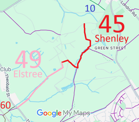 Elstree 49 and Shenley 45 map
