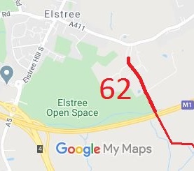 Map showing Elstree 62 Byway