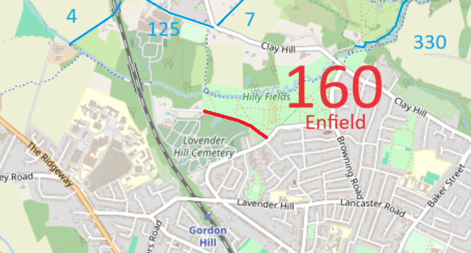 Map showing Enfield 160