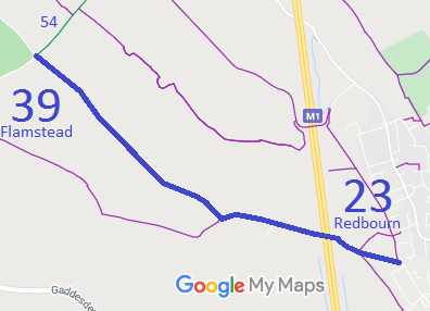 Map showing Flamstead 39