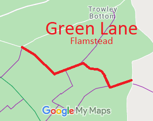 Map showing Flamstead Green Lane