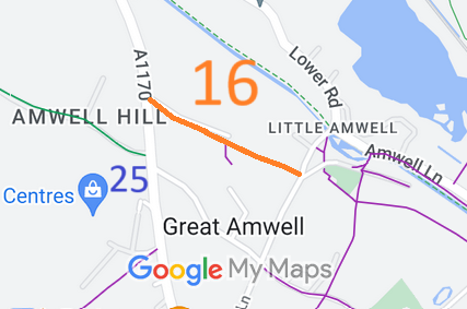 Map showing recorded Great Amwell paths