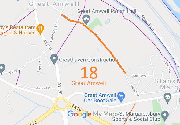 Map showing Great Amwell 18