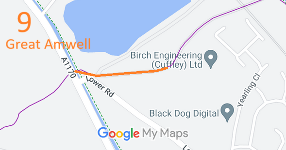 Map showing recorded Great Amwell paths