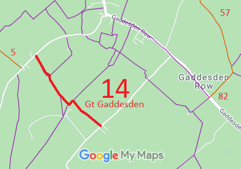 Map showing Great Gaddesden 14