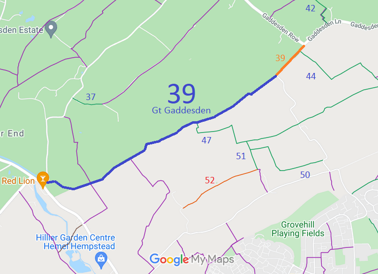 Map showing Great Gaddesden 39