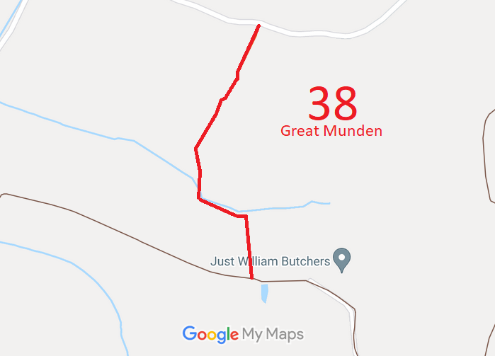 Map showing Great Munden 38 restricted byway