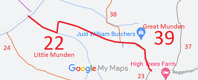 Map showing Great Munden 39 byway