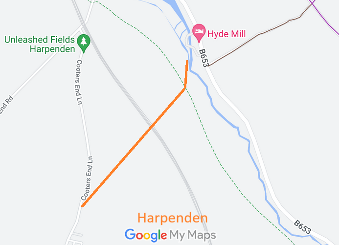 Map showing recorded Harpenden paths