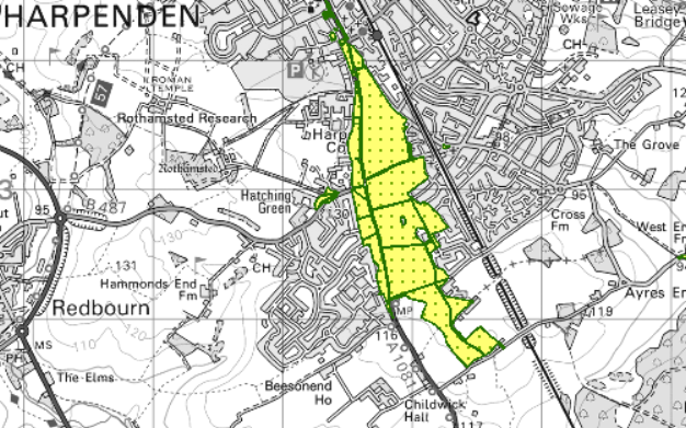 Map showing recorded Hertfordshire paths