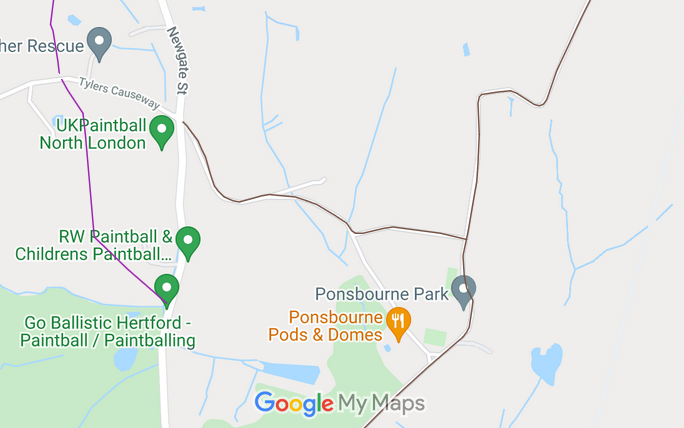 Map showing recorded Hatfield paths