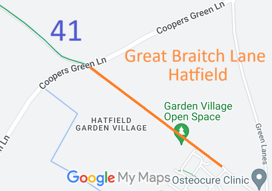 Map showing recorded Hatfield paths