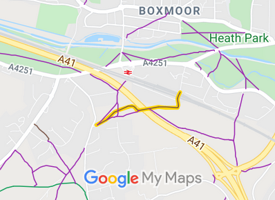 Map showing recorded Hemel Hempstead paths