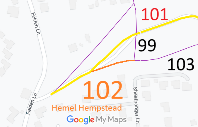 Map showing recorded Hemel Hempstead paths