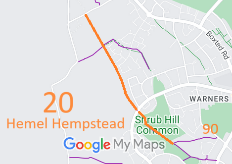 Map showing recorded Hemel Hempstead paths