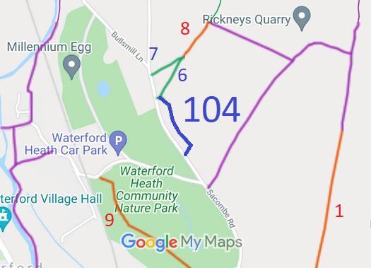 Map showing recorded Hertford paths