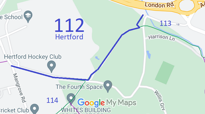 Map showing recorded Hertford paths