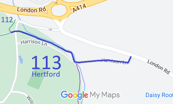 Map showing recorded Hertford paths
