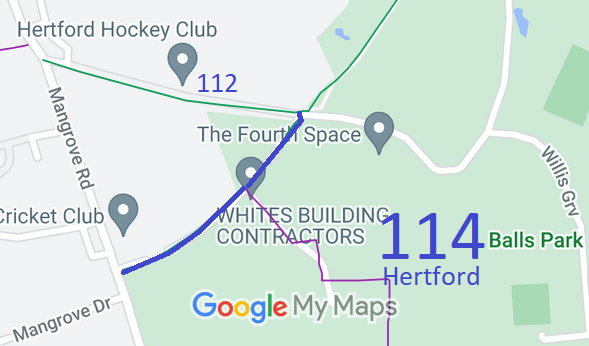 Map showing recorded Hertford paths