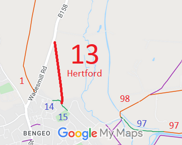Map showing recorded Hertford paths