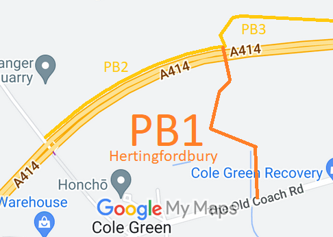 Map showing recorded Hertingfordbury paths (but not permissive ones)