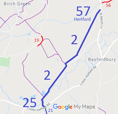 Map showing Hertingfordbury 2 Bridleway