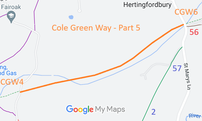 Map showing the Cole Green Way