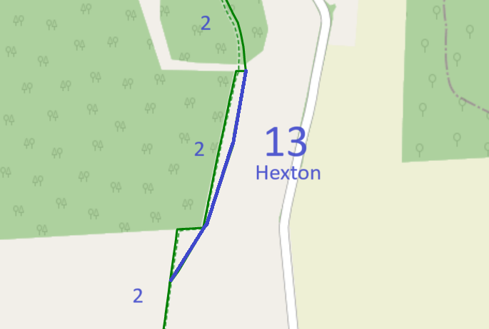Map showing Hexton 13
