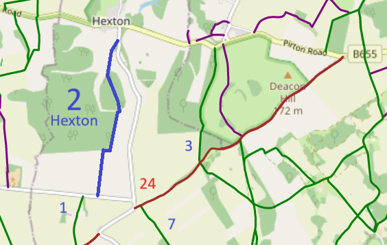 Map showing Hexton 2