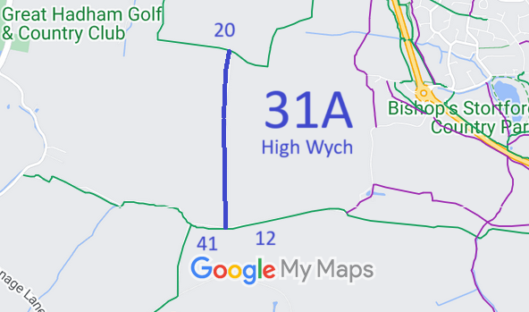Map showing recorded High Wych paths