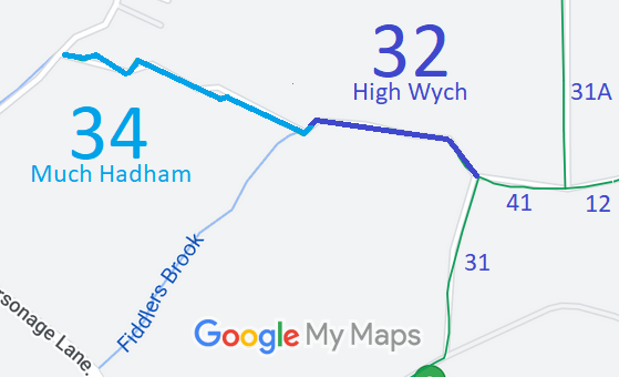 Map showing recorded High Wych paths