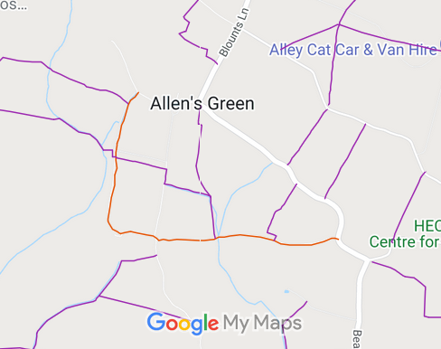 Map showing recorded High Wych paths