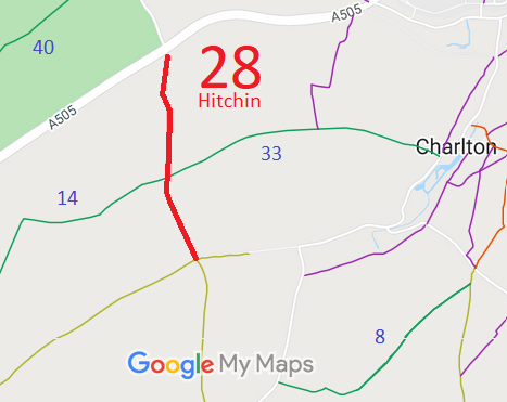 Map showing recorded Hitchin paths
