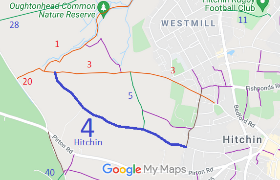 Map showing recorded Hitchin paths