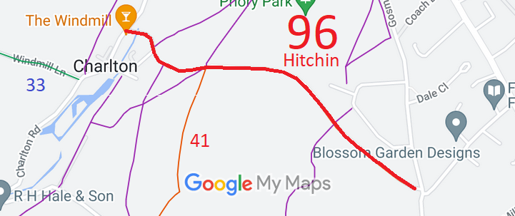 Map showing recorded Hitchin paths