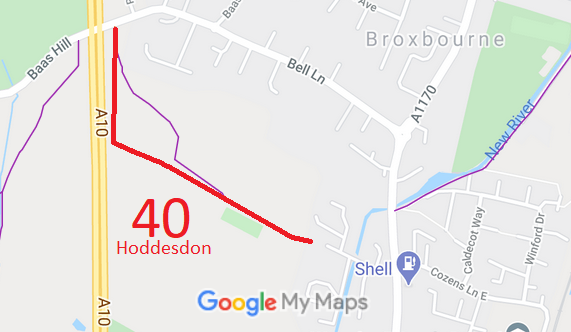 Map showing Hoddesdon 40