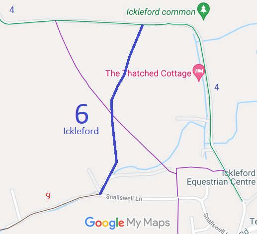 Map showing recorded Ickleford paths