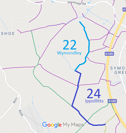 Map showing Ippollitts 24 BW