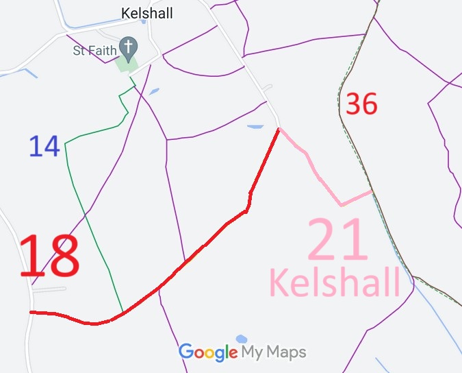 Map showing Kelshall 18 Byway