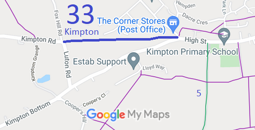 Map showing recorded Kimpton paths