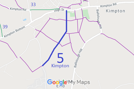 Map showing recorded Kimpton paths