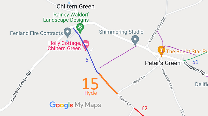 Map showing Hyde 15, Farrs Lane