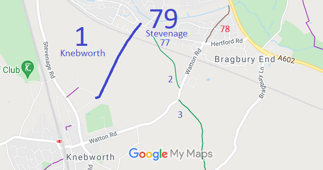 Map showing Knebworth 1